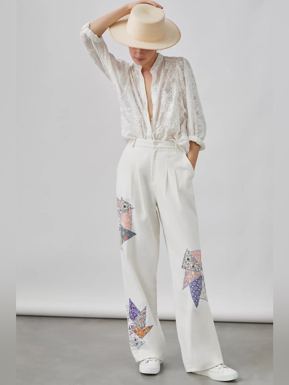 New Anthropologie x Forever That Girl Quilted Patchwork Pants Size S
